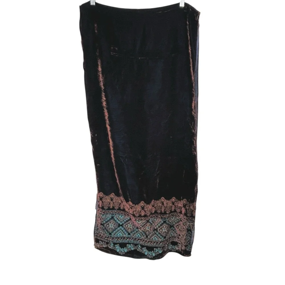 Citron Santa Monica Velvet Scarf Shawl Boho Art To Wear Embroidered‎ 84"x19" NEW - Picture 3 of 14